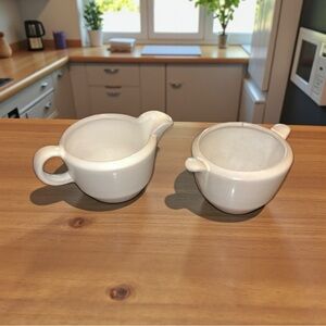Frankoma White Ceramic Creamer and Sugar Set